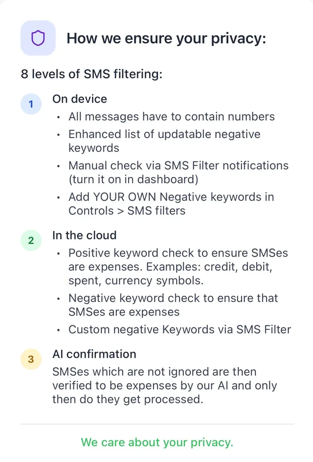 Privacy layers — on-device and cloud filtering