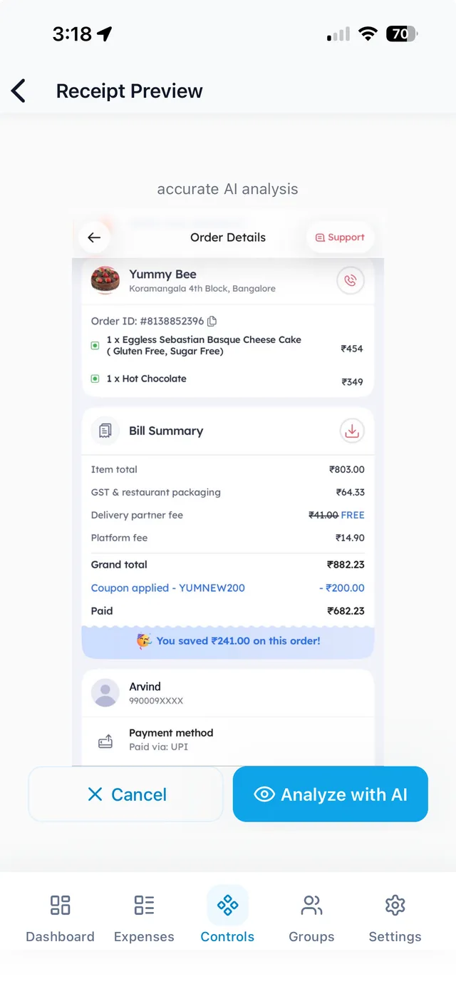Receipt scanning with AI extraction